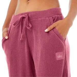 ALO Yoga Muse Pink Ribbed Track Pants